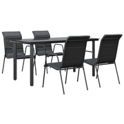 Set da Pranzo da Giardino 5 pz | Set Salotto da Giardino Nero in Acciaio e Textilene