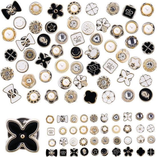 Broche per Jeans - 80 Stuks - Legering Non-Sew - Knopen per Jeans - Spille per Bottone - Spille Instantanea - Spille con Rivetto in Metallo - Decorazioni per Abito - Decorazioni per Camicia - Decorazioni per Trasformazione DIY