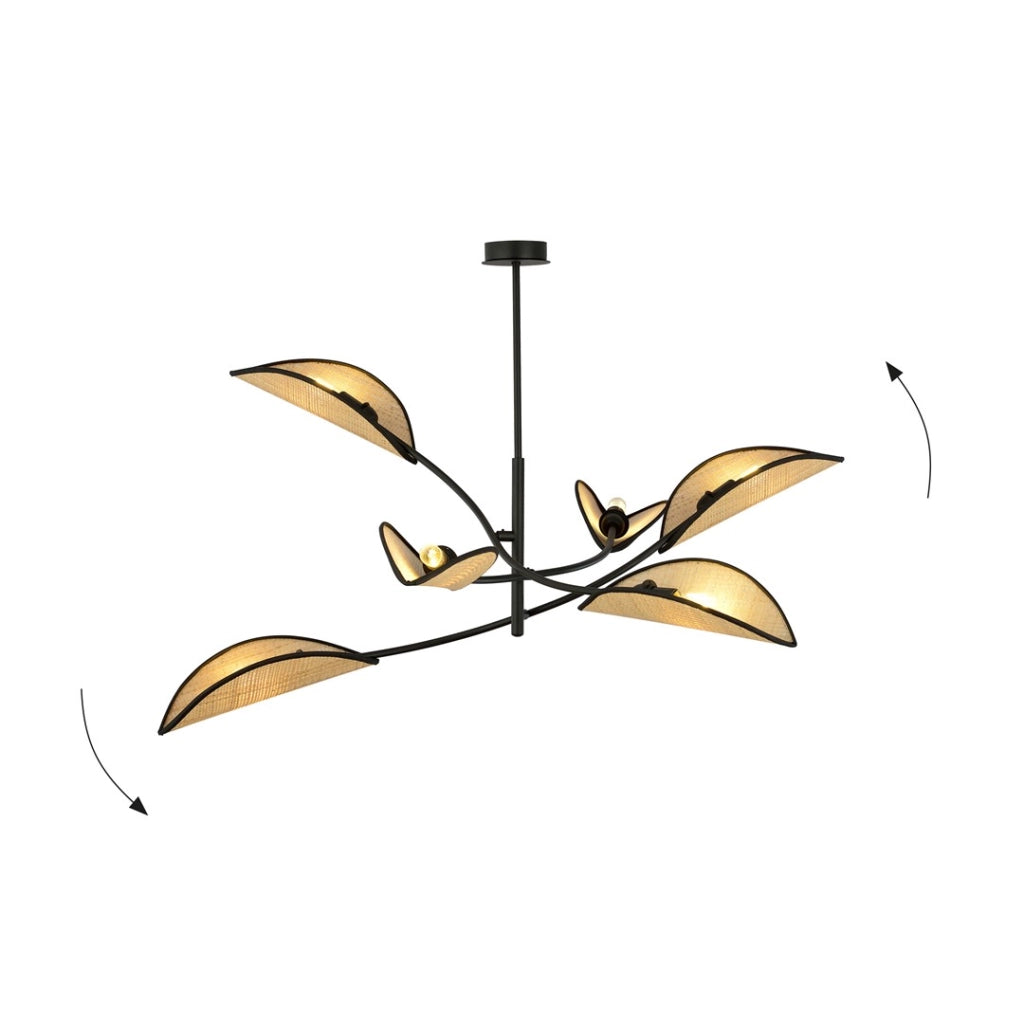 Lampadario Emibig Lotus 6xE14 Rattan Nero/Bruno Dimmerabile IP20