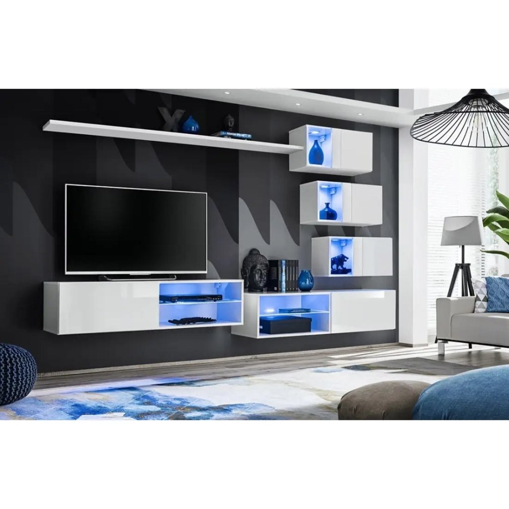 Set di mobili da salotto SWITCH XXIV design, colore bianco lucido.