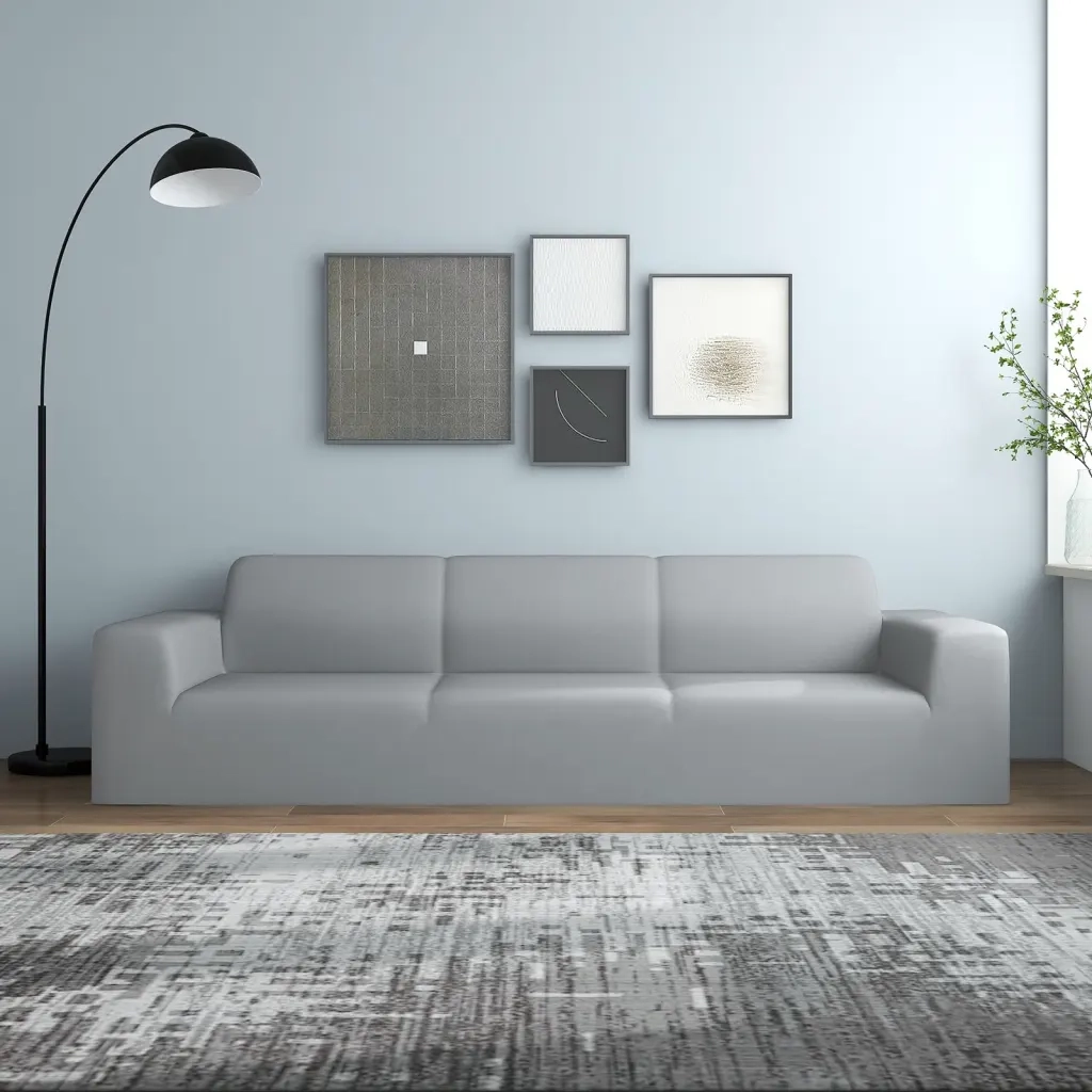 Fodera Elasticizzata Divano 4 Posti in Jersey Poliestere Grigio CFW1688072