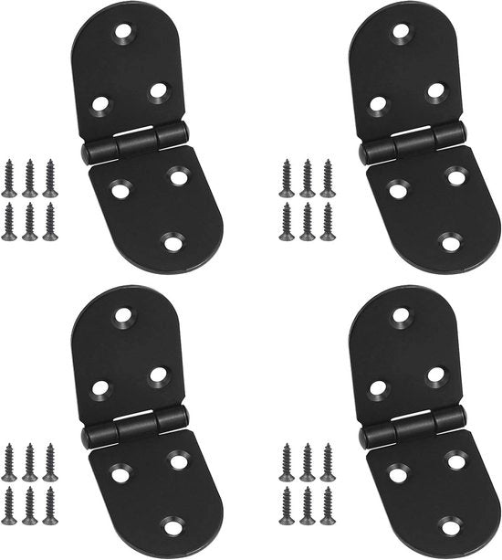 Quattro pezzi di cardano a semicerchio per legno - Serramenti di porta in metallo neri con 26 viti per mobili da casa, armadi, porte, cassetti, scatole in legno