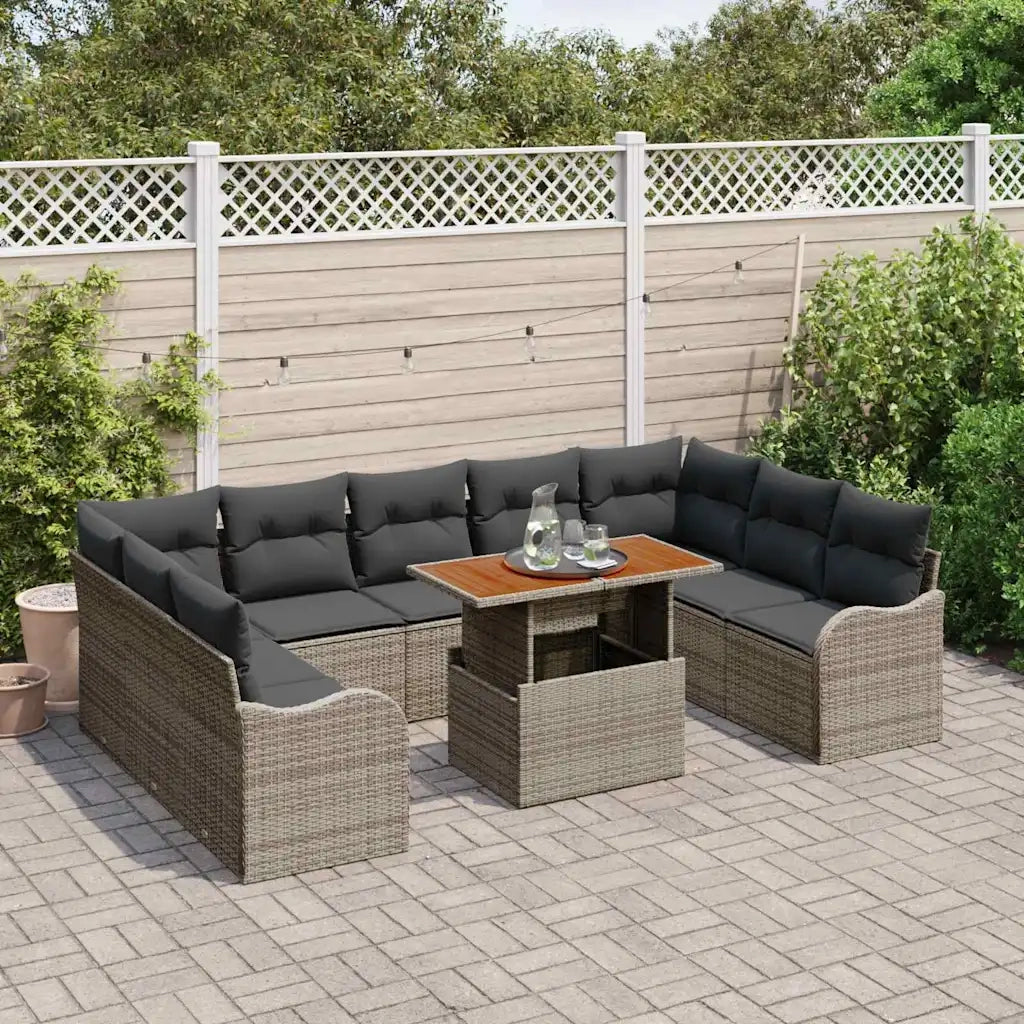 Set Divano da Giardino con cuscino 10 pcs Grigio 3349502
