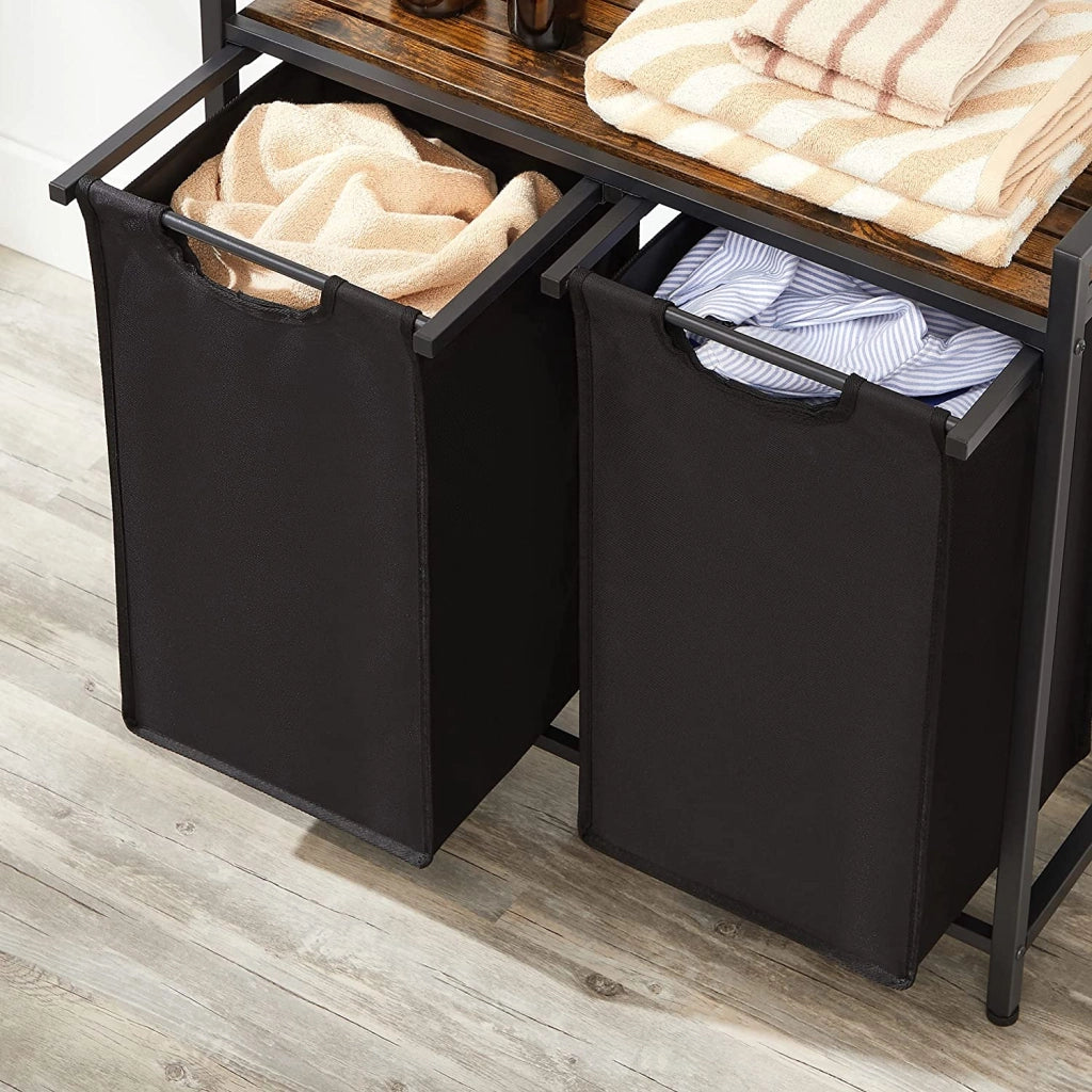 MOBILE BAGNO Valora Cestino Rustico Marrone MDF Telaio in Acciaio