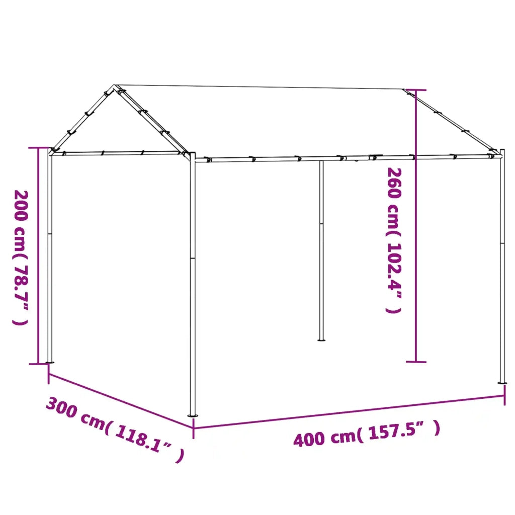 Gazebo 4 x 4 x 2,6 m Bianco Acciaio e Poliestere 180 gsm