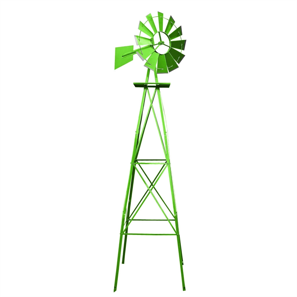Mulino a vento da giardino stile USA verde, altezza 245 cm, Ruota a vento con cuscinetti a sfera