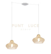 SOSPENSIONE BIANCO 2 LUCI SPOSTABILE VETRI PICCOLI AMBRA 1191BI-S2 SP-AM