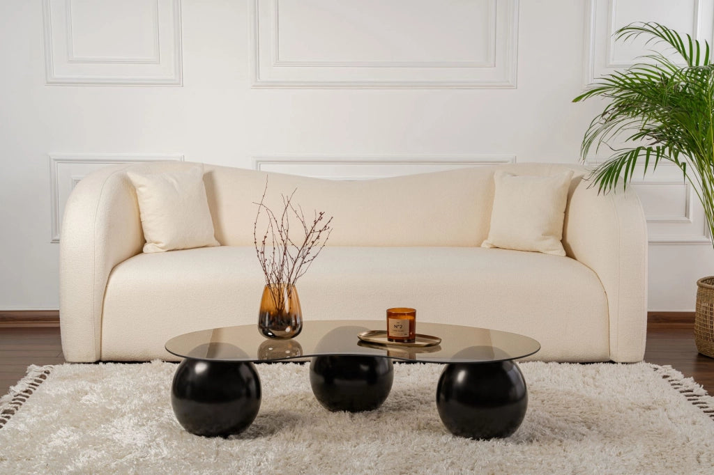 Tavolino in vetro "Sphere" - 120 x 70 x 30 cm - Nero