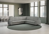 Divano Angolare 6 Posti 286x246x85 cm Sakar in Tessuto Grigio