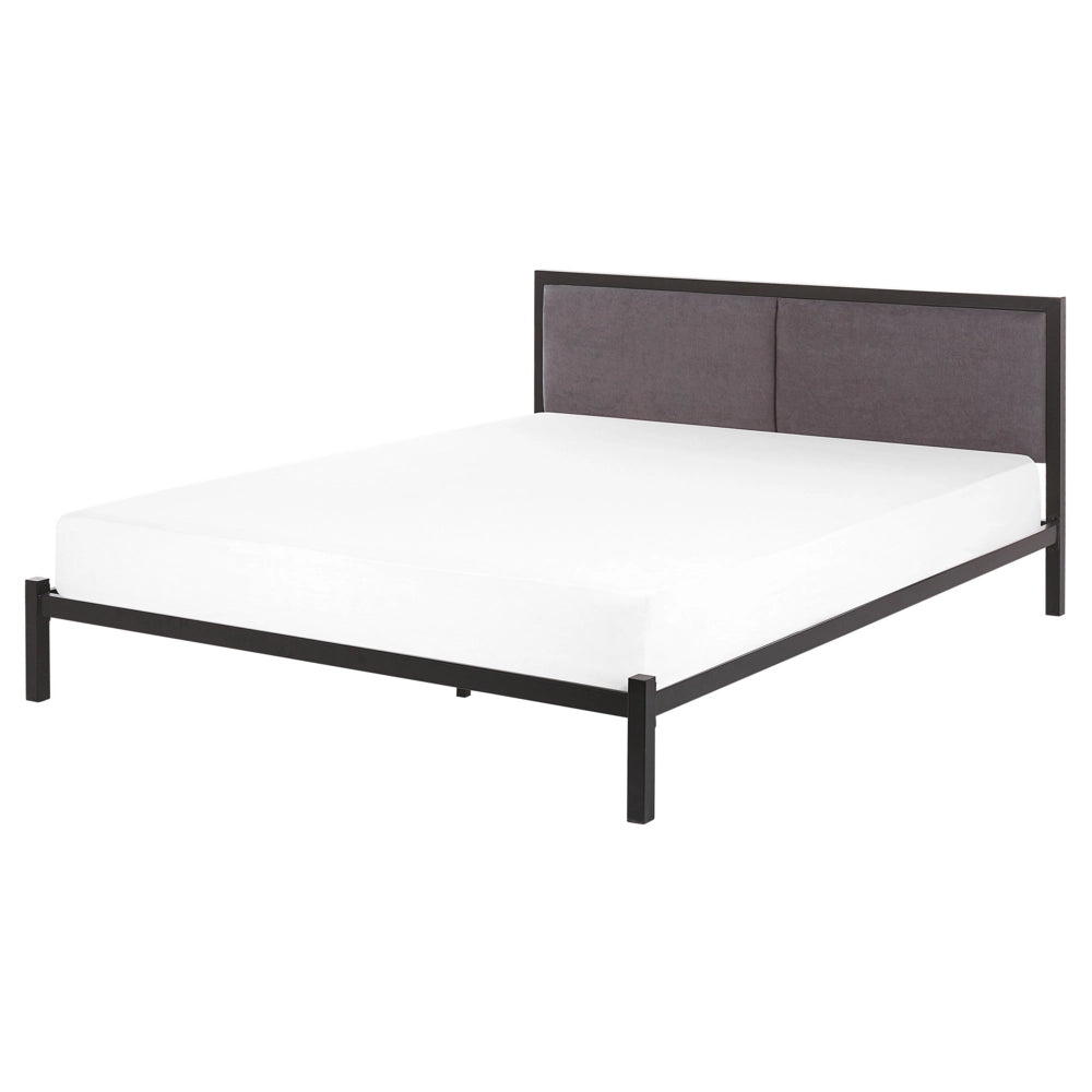 Struttura del letto in metallo Nero e Grigio 160 x 200 cm imbottita a doghe minimalista