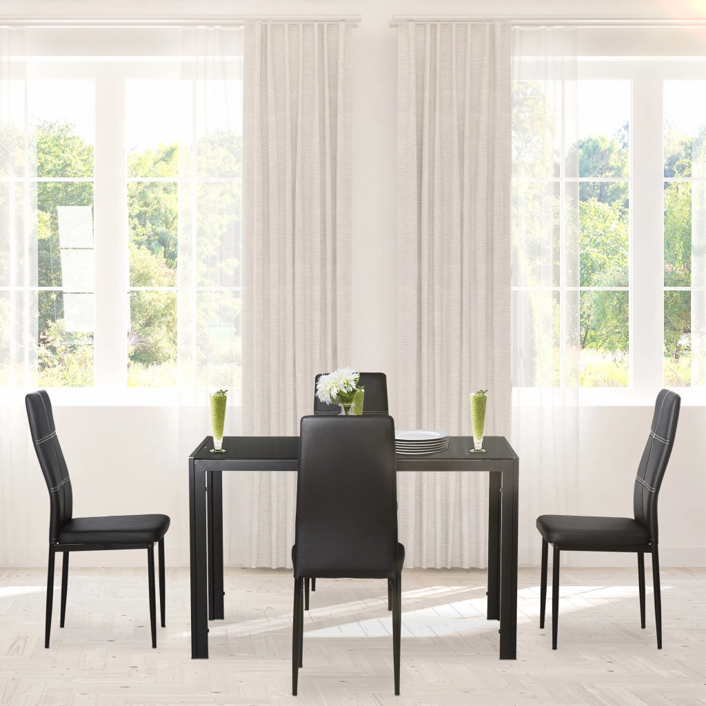 Set 5 Pezzi con 1 Tavolo e 4 Sedie per Cucina o Sala da Pranzo Nero