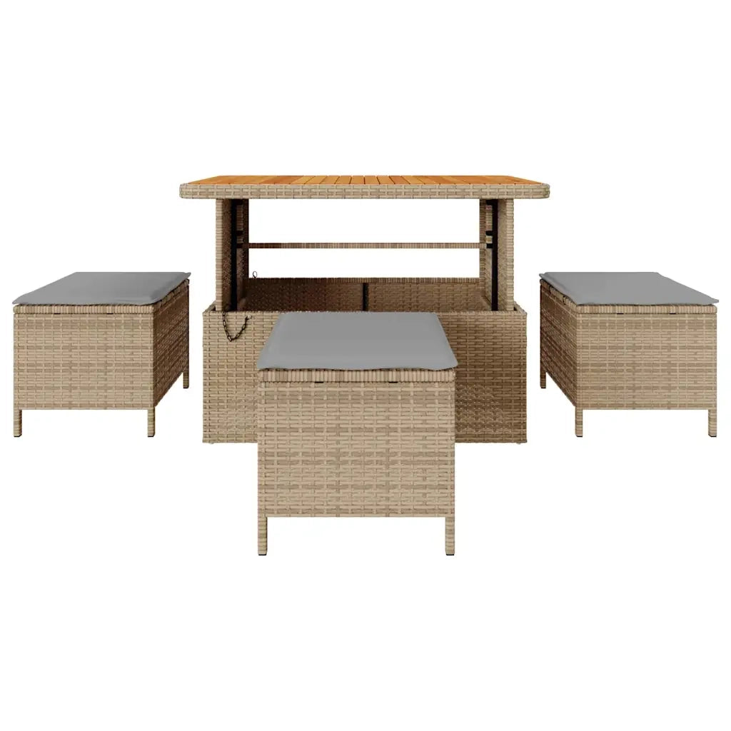 Set da Pranzo per Giardino | Set Salotto da Giardino Beige polyrattan