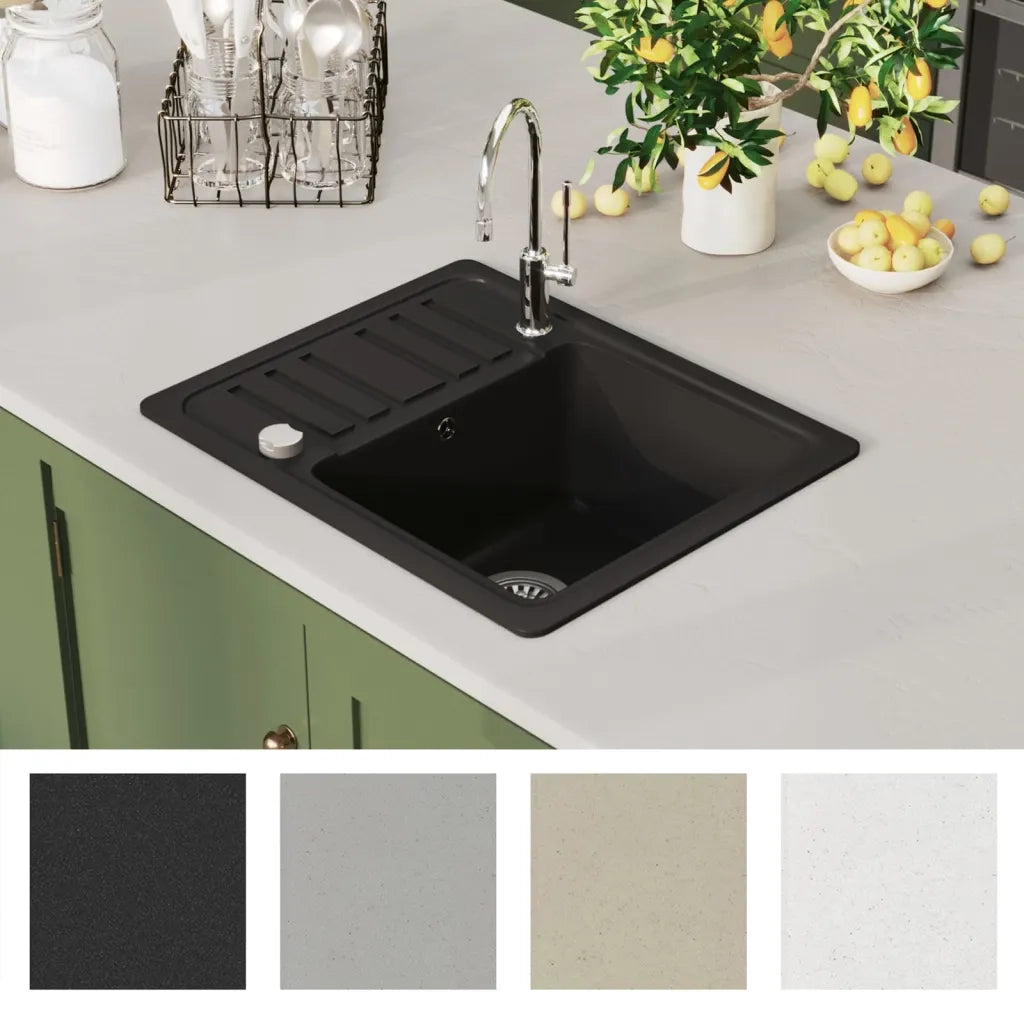 Lavello da Cucina in Granito Vasca Singola Nera CFW3718691