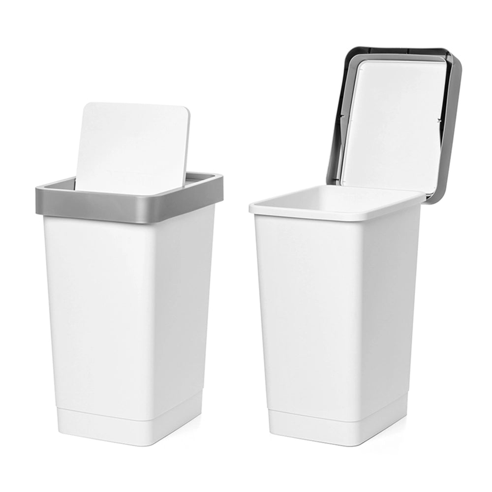 Pattumiera in plastica bianco 25 litri con coperchio grigio basculante