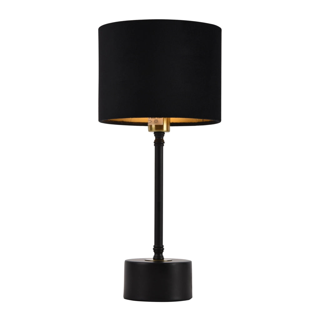 Lampada Deventer da Tavolo Comodino con Paralume Cilindrico in Flanella - Nero lux.pro