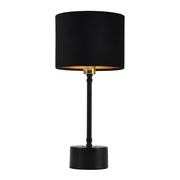 Lampada Deventer da Tavolo Comodino con Paralume Cilindrico in Flanella - Nero lux.pro