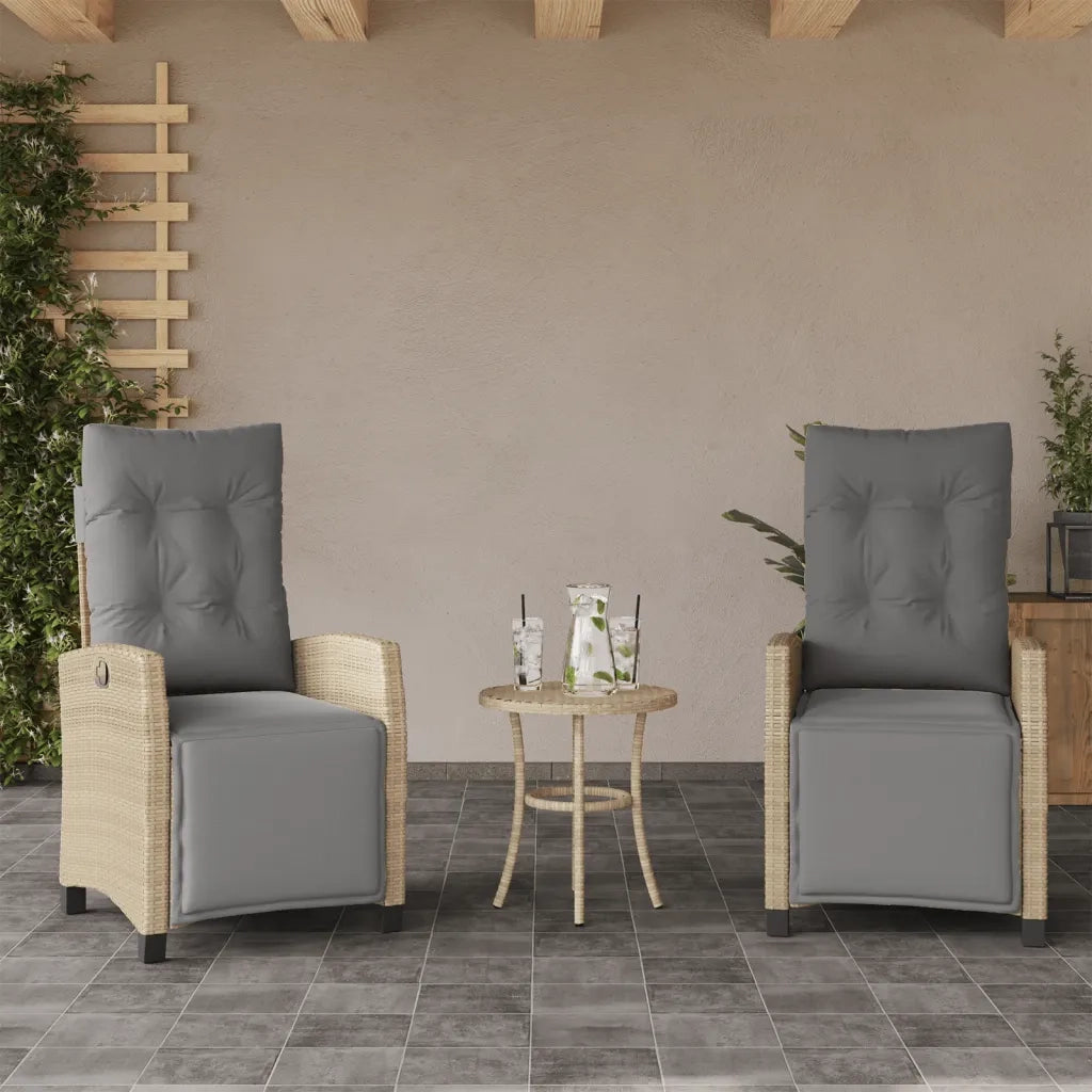 Sedie da Giardino Reclinabili 2 pz | Sedie da Esterno con Poggiapiedi Polyrattan