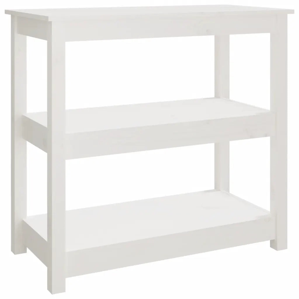 Tavolo Consolle Bianco 80x40x74 cm in Legno Massello di Pino 821670