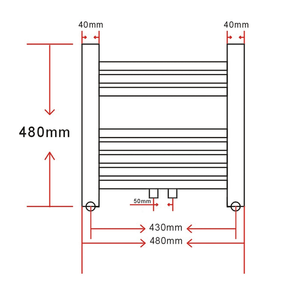 Radiatore Riscaldamento Bagno 480 x 480 mm Medio e Laterale