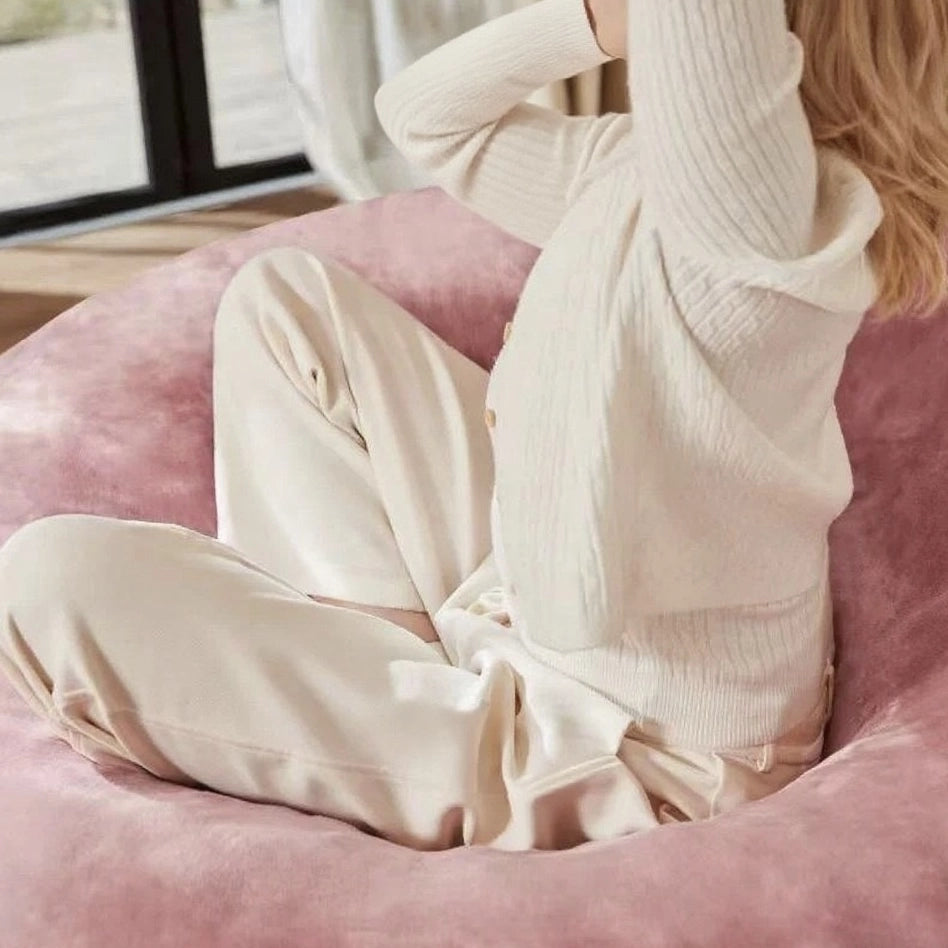 Pouf sacco convertibile con supporto allevia pressione e rivestimento lavabile per piccoli spazi in spugna rosa