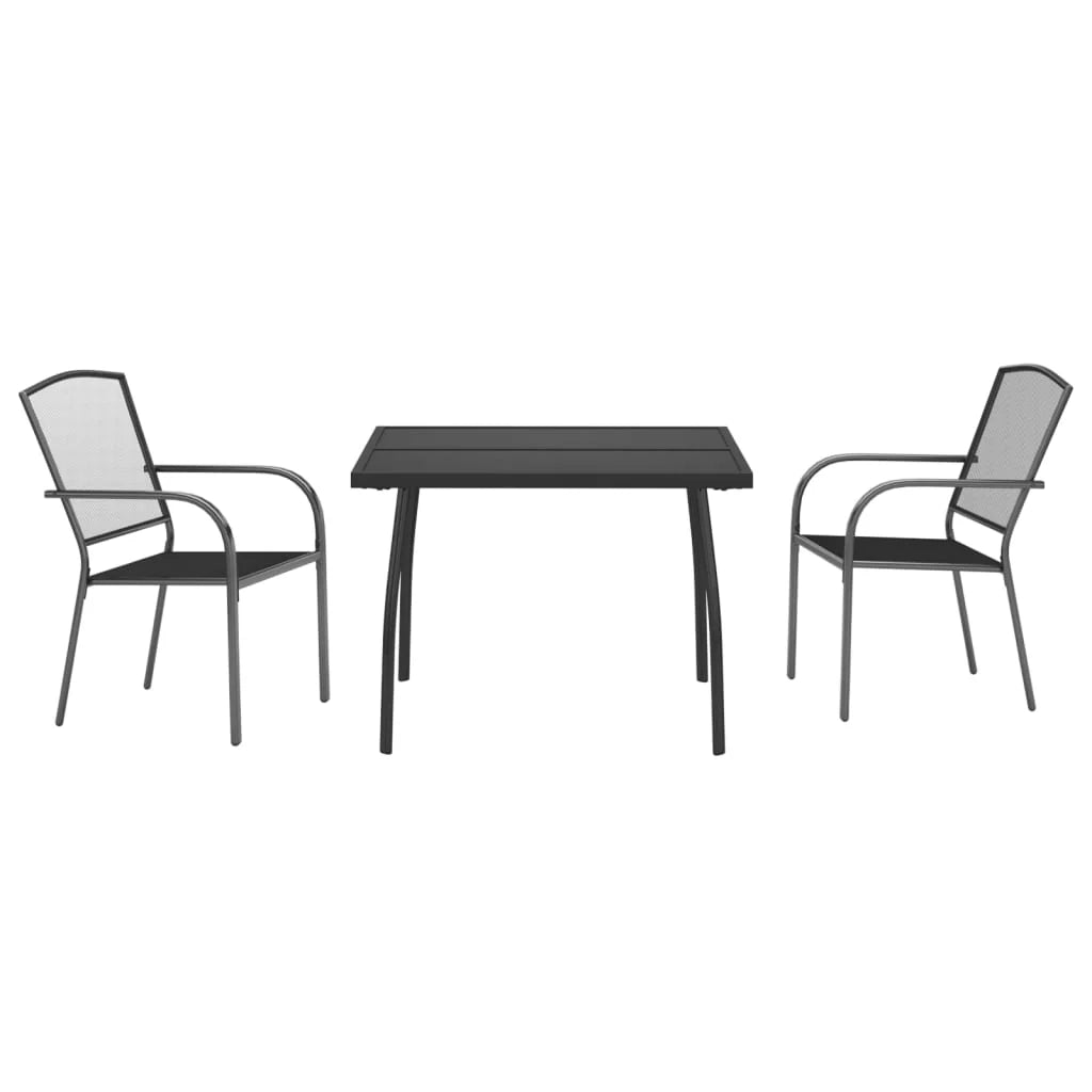 Set da pranzo da giardino per esterni in acciaio antracite 3 pezzi 02_0013580