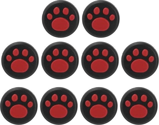 Pompa di Silicone per Capocannoni - Design della Zampa del Gatto - Copertura per Stick Analogo - Capocannoni - 10 pezzi - Switch Lite - Pata Nera su Nero