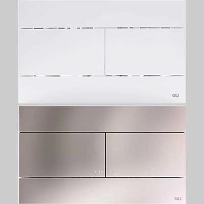 PLACCA DI COMANDO SLIM DOPPIO SCARICO  CROMO  SATINATA     OLIVER INTERNATIONAL