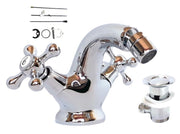 Rubinetto monoforo bide miscelatore doppio comando bagno ottone cromato 52345A