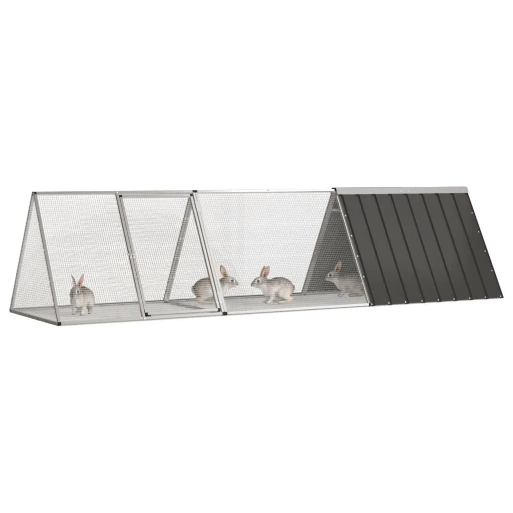 Gabbia per conigli antracite 302,5x80,5x71 cm in acciaio zincato 3106446