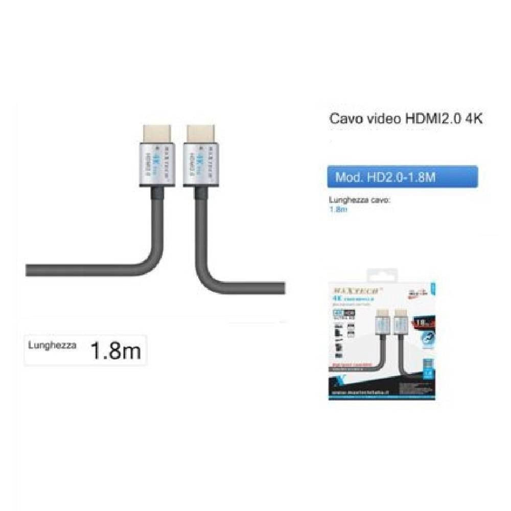 Trade Shop - Cavo Video Hdmi 2.0 4k Da 1.8 Metri High Speed Tv Monitor Audio Video Hd2.0-1.8m -