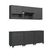 Mobili contenitore per garage 6 moduli acciaio, nero