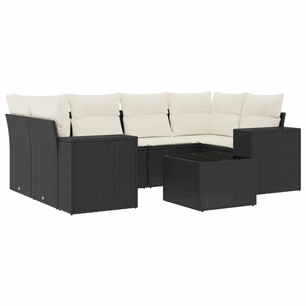 Set Divani da Giardino con Cuscini 7pz Nero Polyrattan 3254653