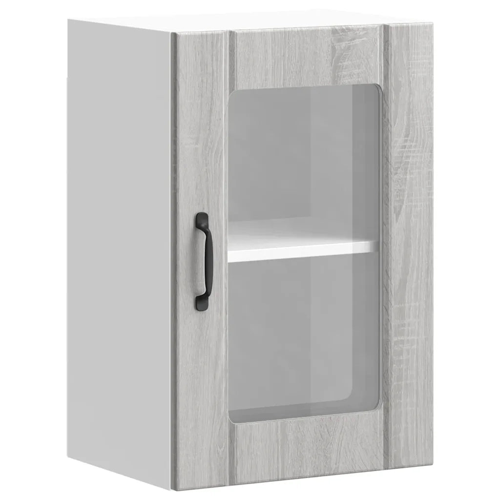 vidaXL Pensile da Cucina con Porta in Vetro Lucca Grigio Sonoma