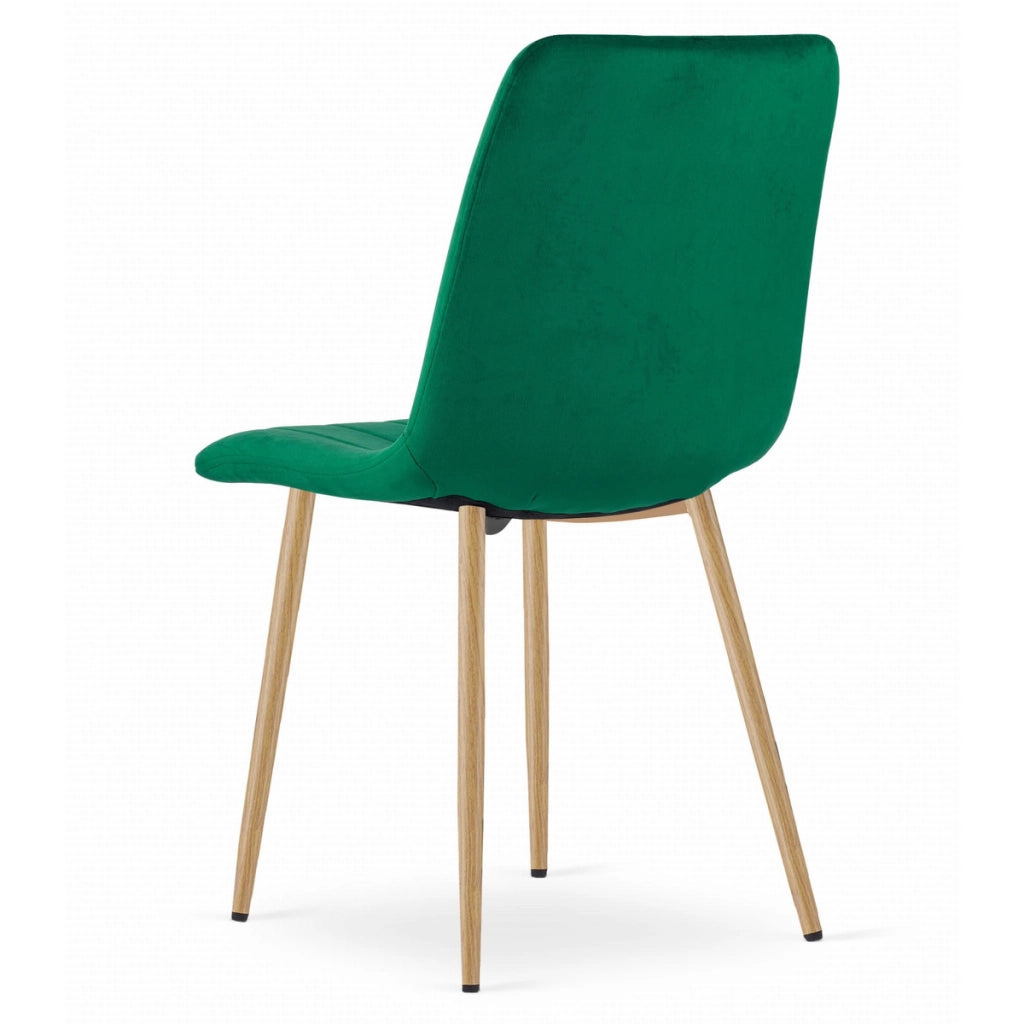 Set di 2 sedie LAVA in velluto verde smeraldo con gambe effetto legno