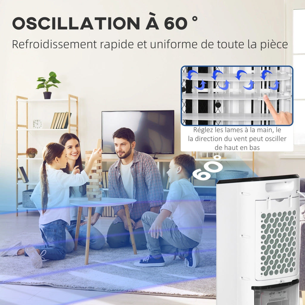 Ventilatore Raffreddatore Umidificatore 3 in 1 ¨C Zephmum ¨C Bianco con Telecomando e Ruote