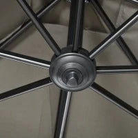 Ombrellone da Giardino a Manovella 2.5x2.5 m con Rotazione 360° e Parasole Regolabile, Grigio Chiaro