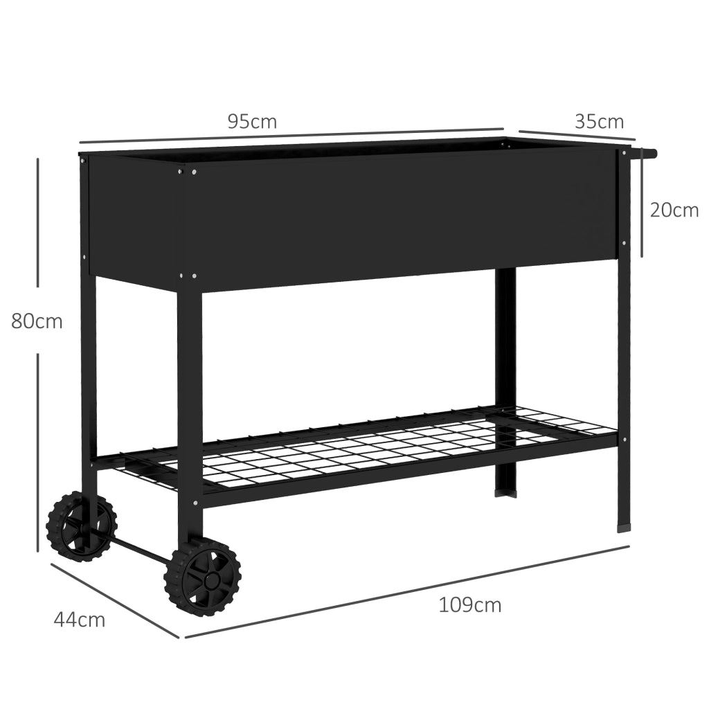 Fioriera con Ruote e Vassoio ¨C zephmum ¨C 109x39x80 cm Nero