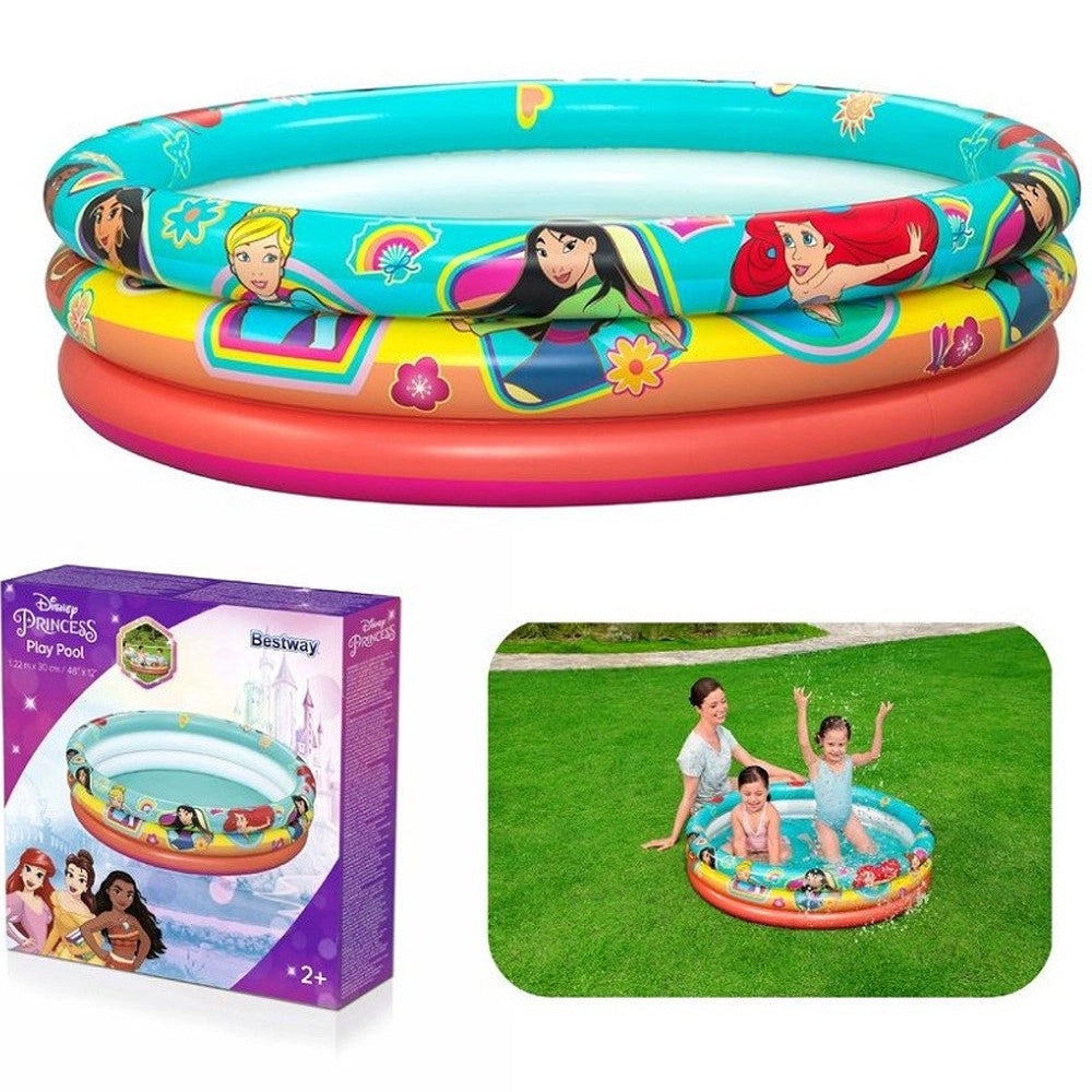 Trade Shop - Piscina Gonfiabile 3 Anelli Princess 122x25cm Per Bambini Giardino Estate 91099 -