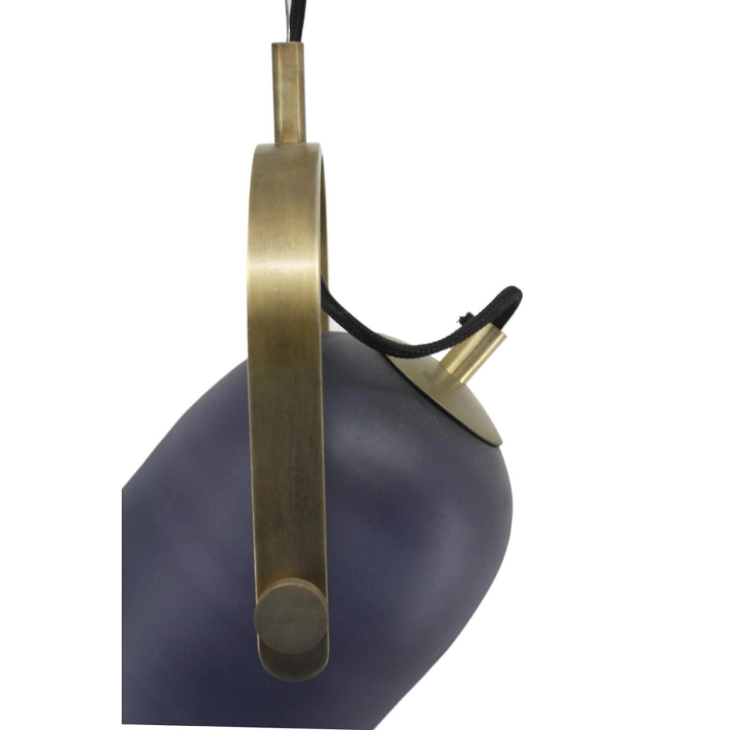 Lampada a sospensione Candace in vetro grigio e ottone