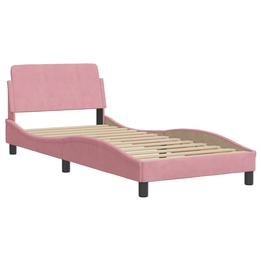 Giroletto con LED senza Materasso-Struttura Letto Hanko Rosa 90x200 cm in Velluto