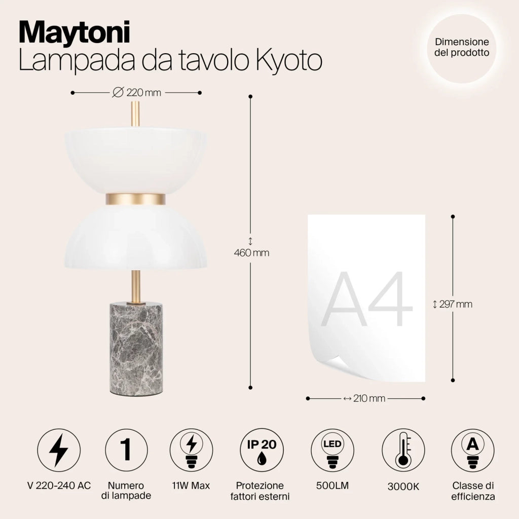 Maytoni Lampada da tavolo moderna Kyoto 1 luce LED integrato grigio metallo vetro