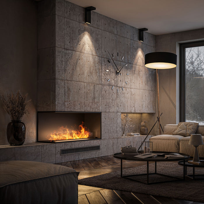 Camino a Vapore Elettrico Bifacciale Angolare a Sinistra 120x50x40 cm Invapo Corner L1200 Nero