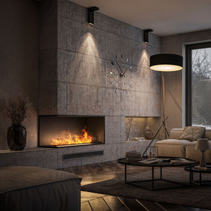 Camino a Vapore Elettrico Bifacciale Angolare a Sinistra 120x50x40 cm Invapo Corner L1200 con Ricarica Automatica Nero