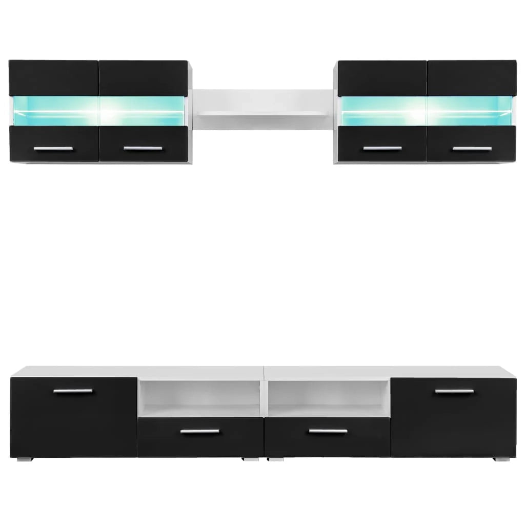 Set da parete per 5 ambienti con luci led nero lucido 02_0025383