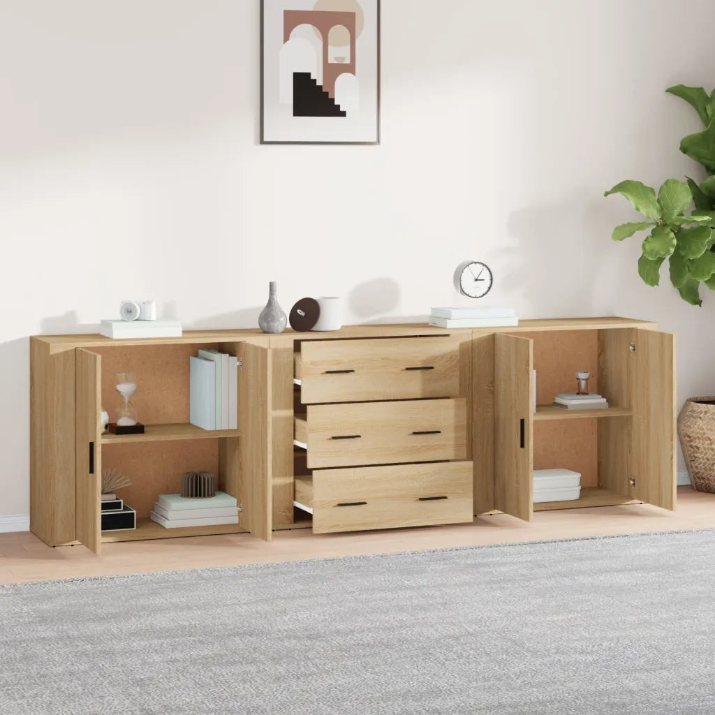 Credenze 3 pz Rovere Sonoma in Legno Multistrato 3185402