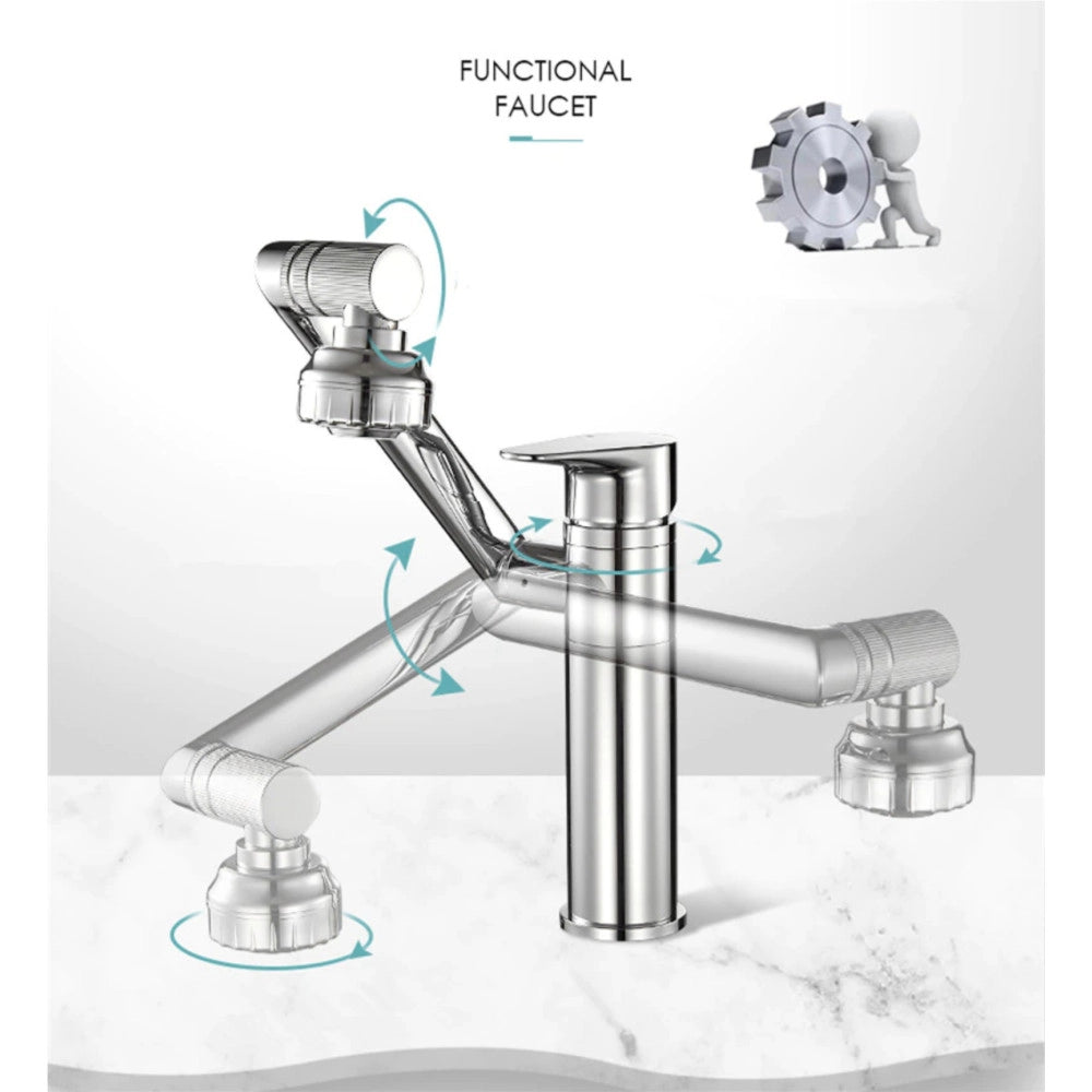 Trade Shop - Rubinetto Miscelatore Per Lavabo Lavandino Girevole 360° Con Doppio Areatore -