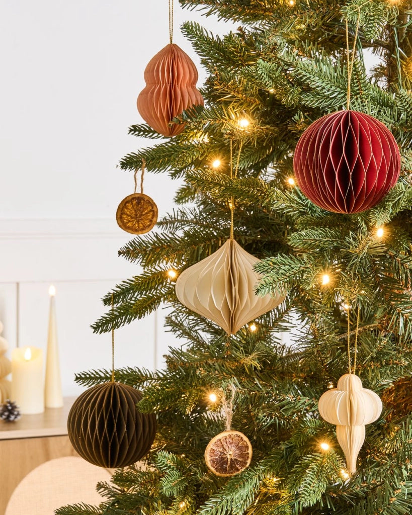 Set di 20 palline natalizie multicolori in carta a nido d'ape da appendere Decorazioni 3D per Natale