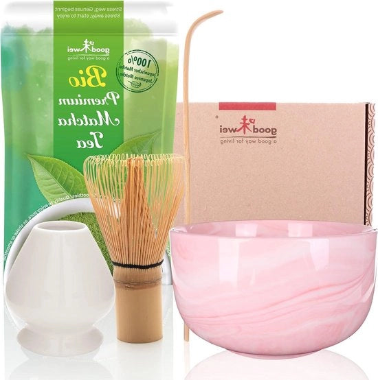Set per cerimonie di Matcha - Scalo di alta qualità di Matcha - Matcha biologico dal Giappone - Rosa 

Modello: 
Dimensioni: 
Peso: 
Materiali: 
Capacità: 
Colore: