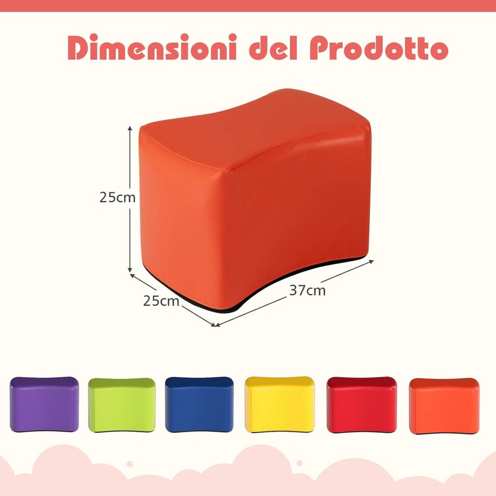 Set di Sgabelli Modulari per Bambini, 6 Sgabelli a Forma di Farfalla con Copertura in Finta Pelle Staccabile e Spugna ad Alta Elasticità, Fondo Antiscivolo, per Camere dei Bambini e Asili
