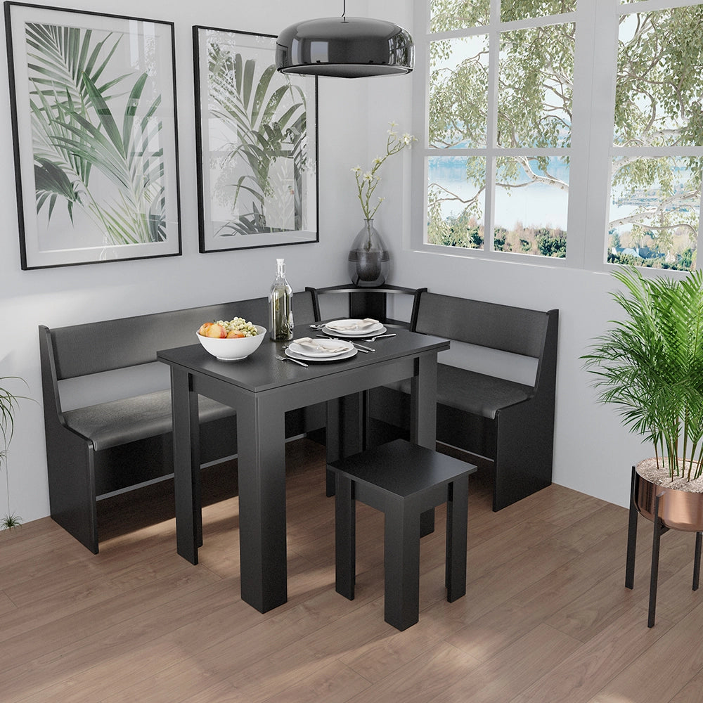 Vicco Gruppo panca ad angolo Nero 120 x 41.5 cm con tavolo